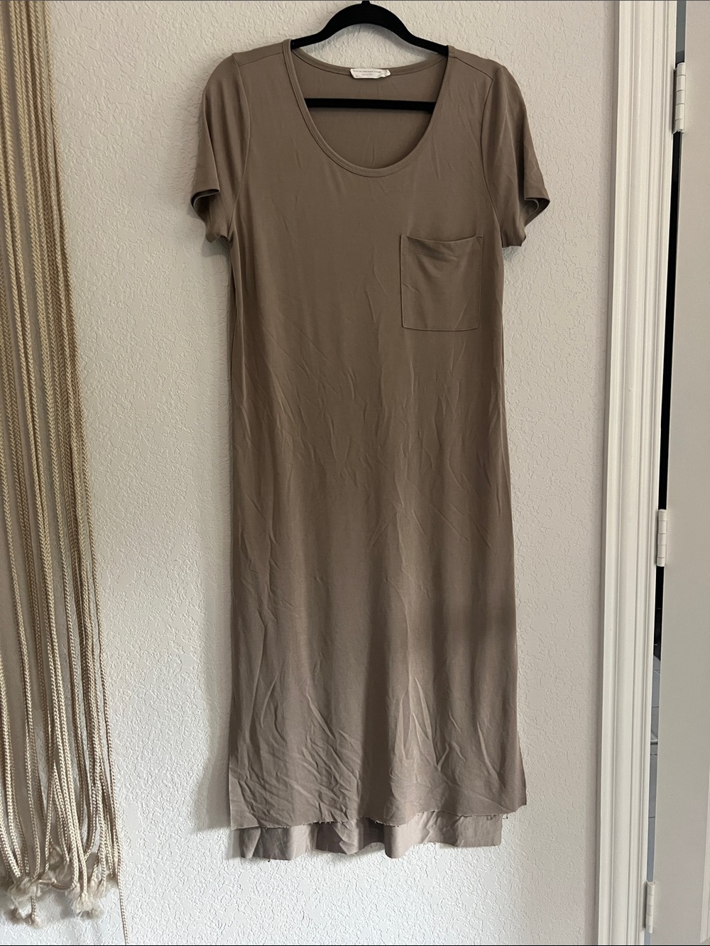 Double Zero Taupe Short Sleeve Maxi Dress with Pocket